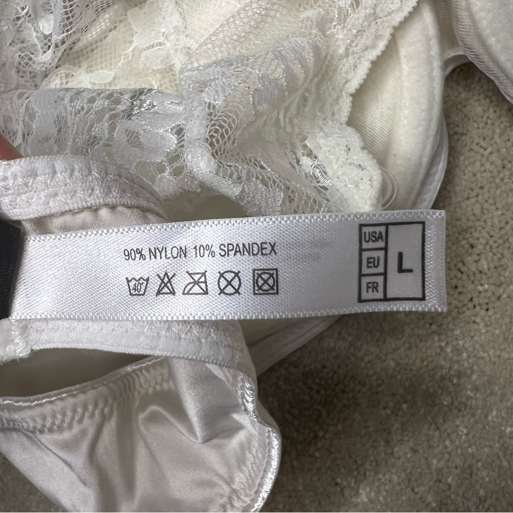 Oh La La Cherie Lingerie bra top eyelash lace white padded cropped‎ sexy L - Picture 10 of 11